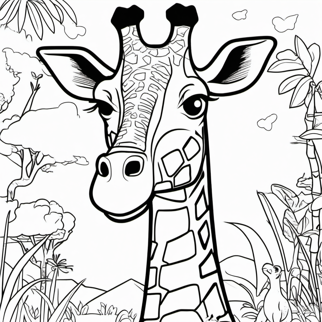 imagine colouring page for kids Giraffe rex in