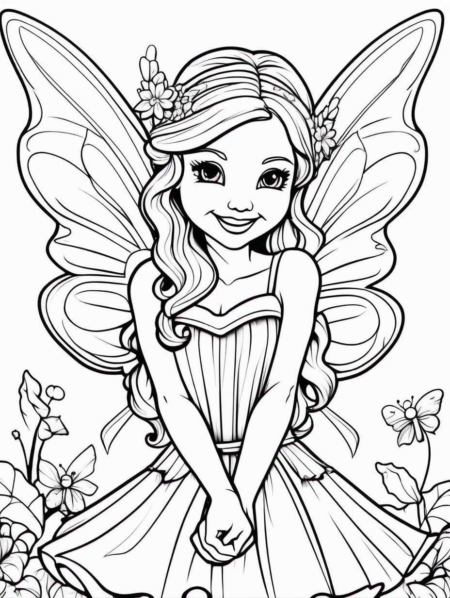 Mini Adorable Smiling Fairy Coloring Pages Without Background