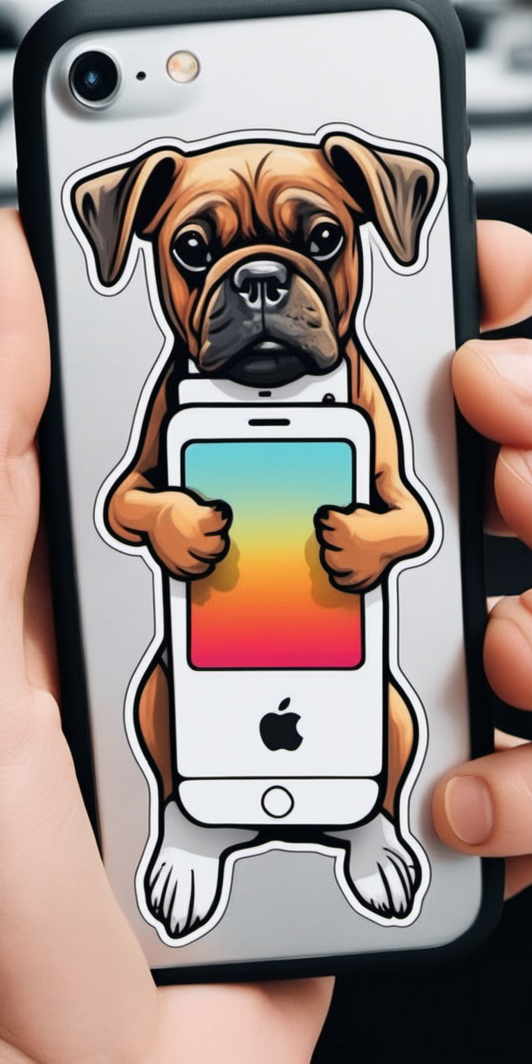 dog holding a iPhone sticker
