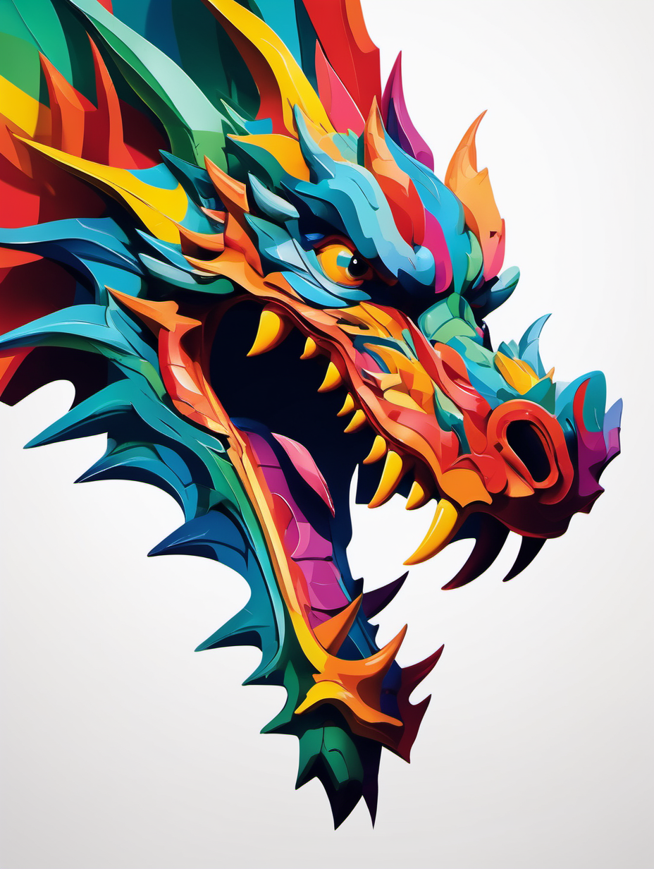 Abstract minimalist art with running colors of dragon