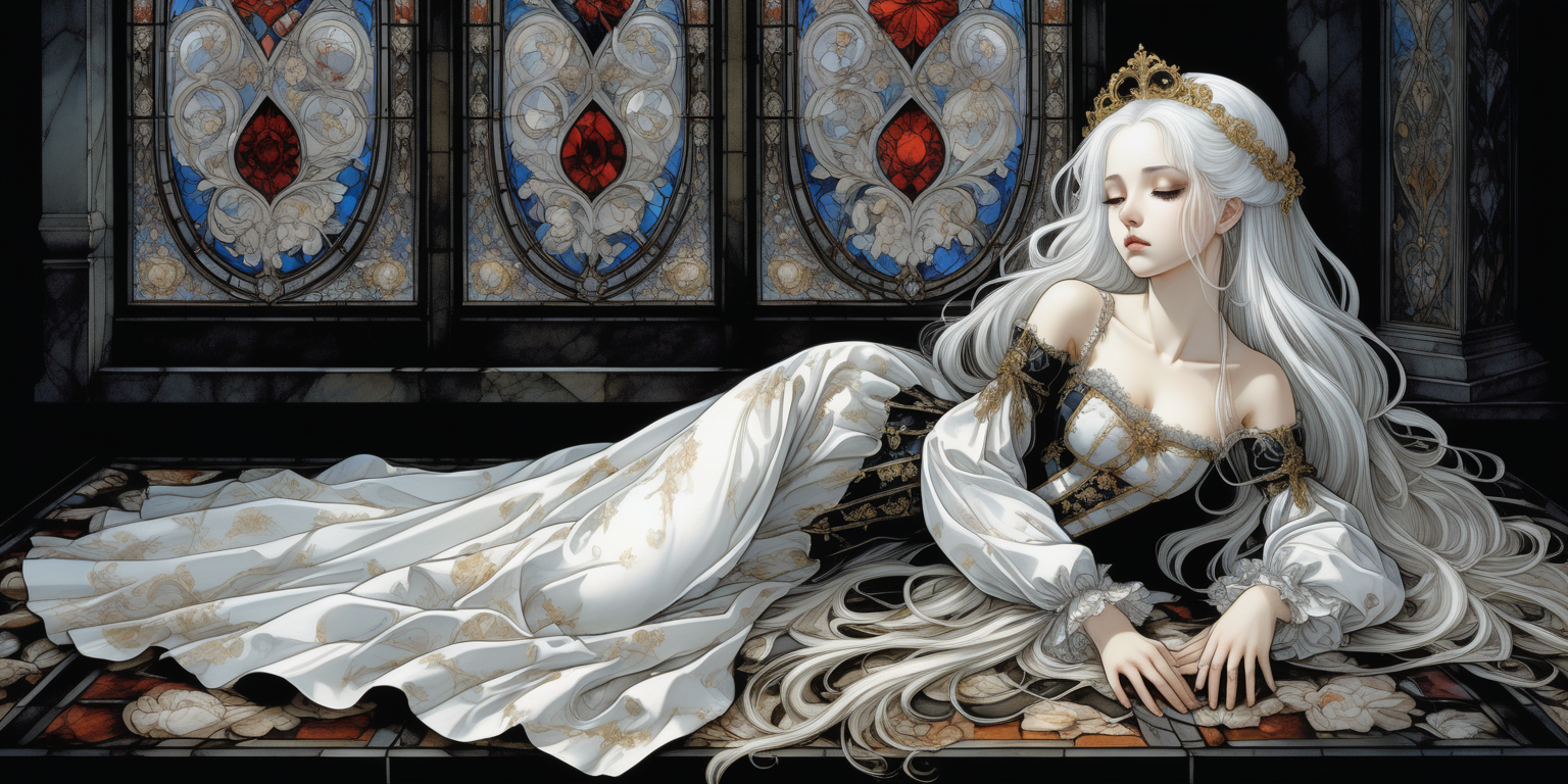 A GOTHIC PRINCESS LYING ON THE FLOOR THERE