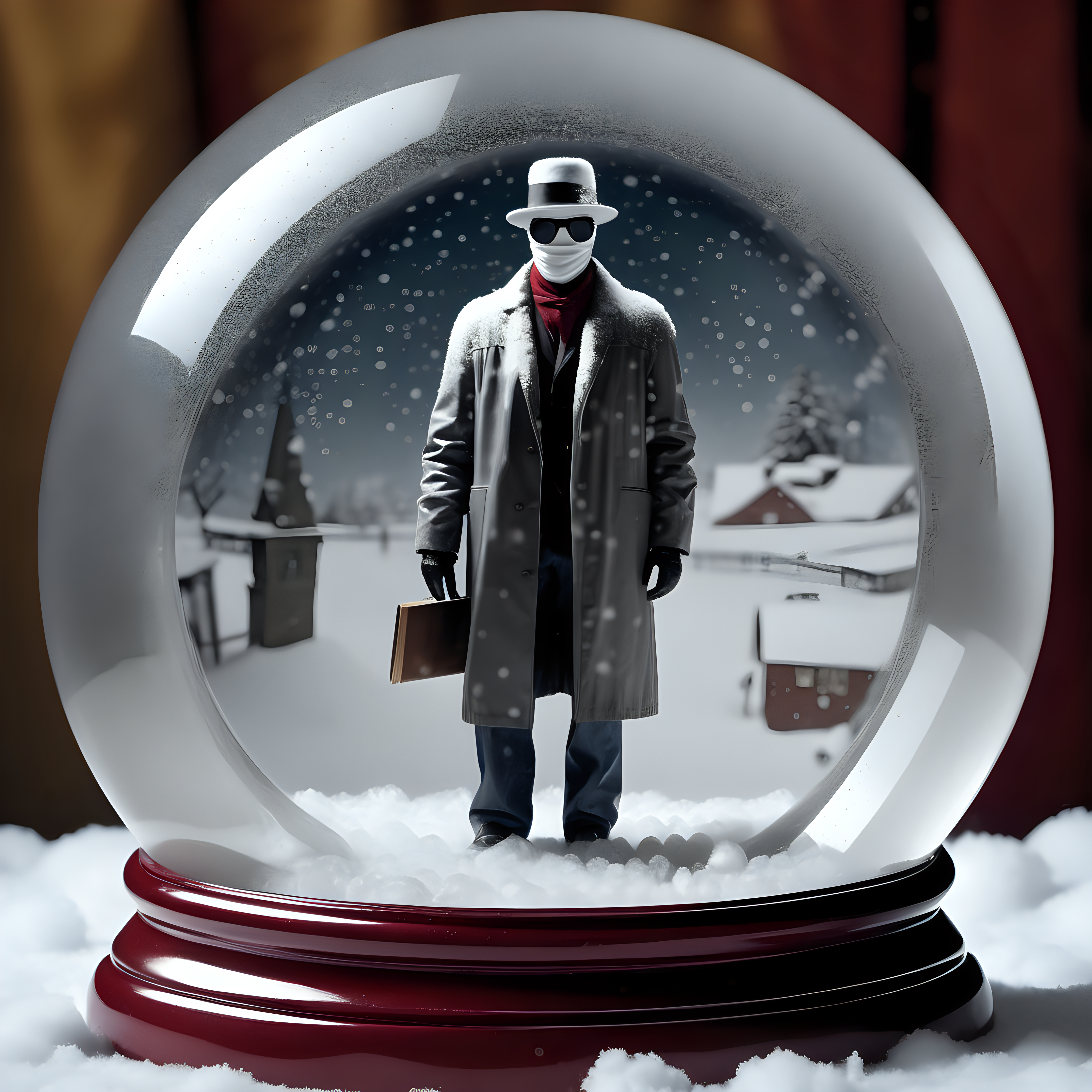 The Invisible Man in a snow globe