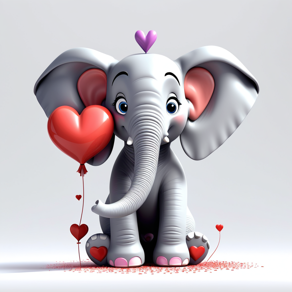 Sweet Pixar 3D Valentines Elephant Imagine an endearing