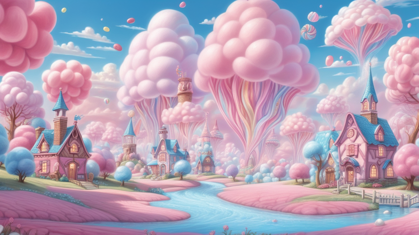 Enchanting Cartoon Scene Magical Crystal Mountain Wonderland