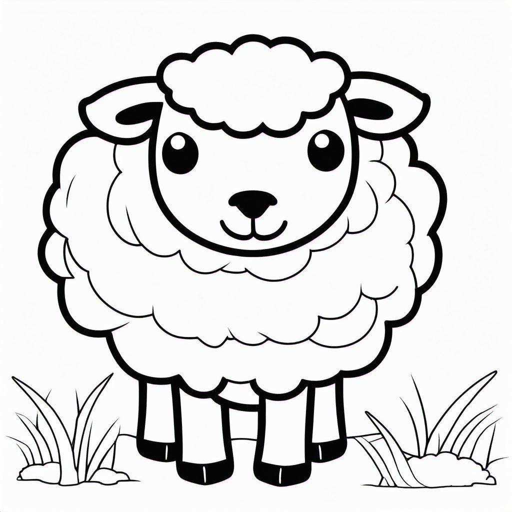 draw cute sheep with only the outline in