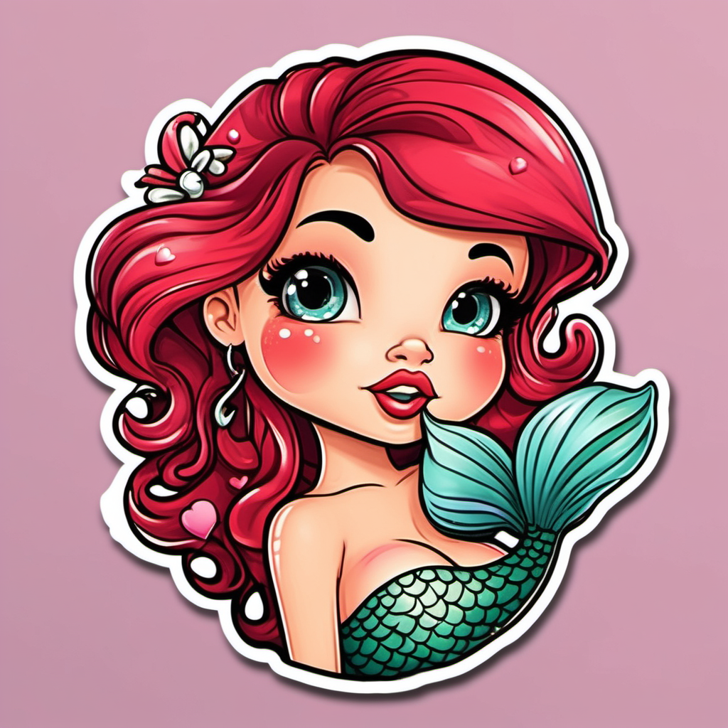 sticker valentine heart so cute bigcartoon italian mermaid
