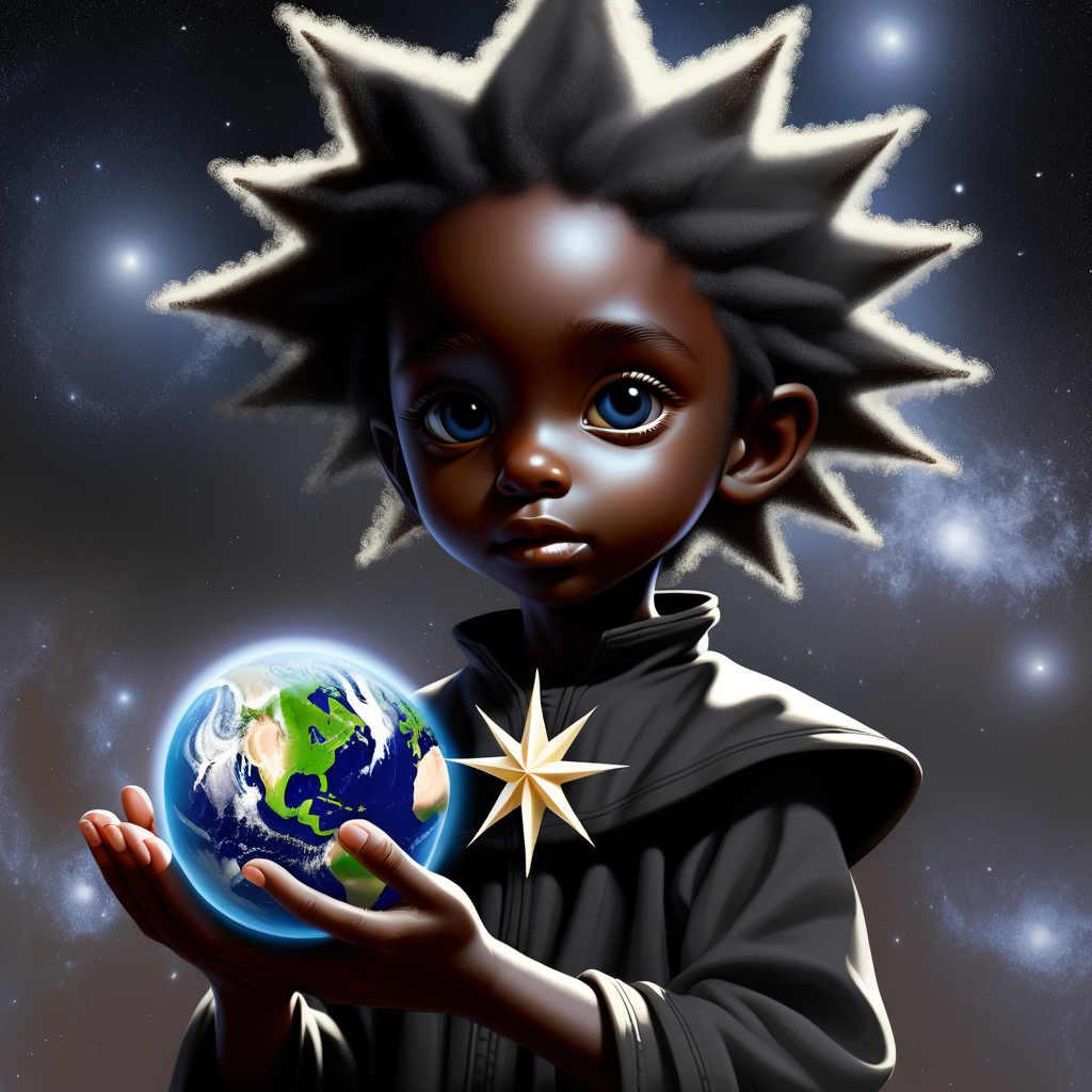 prompt an adult black star seed child helping