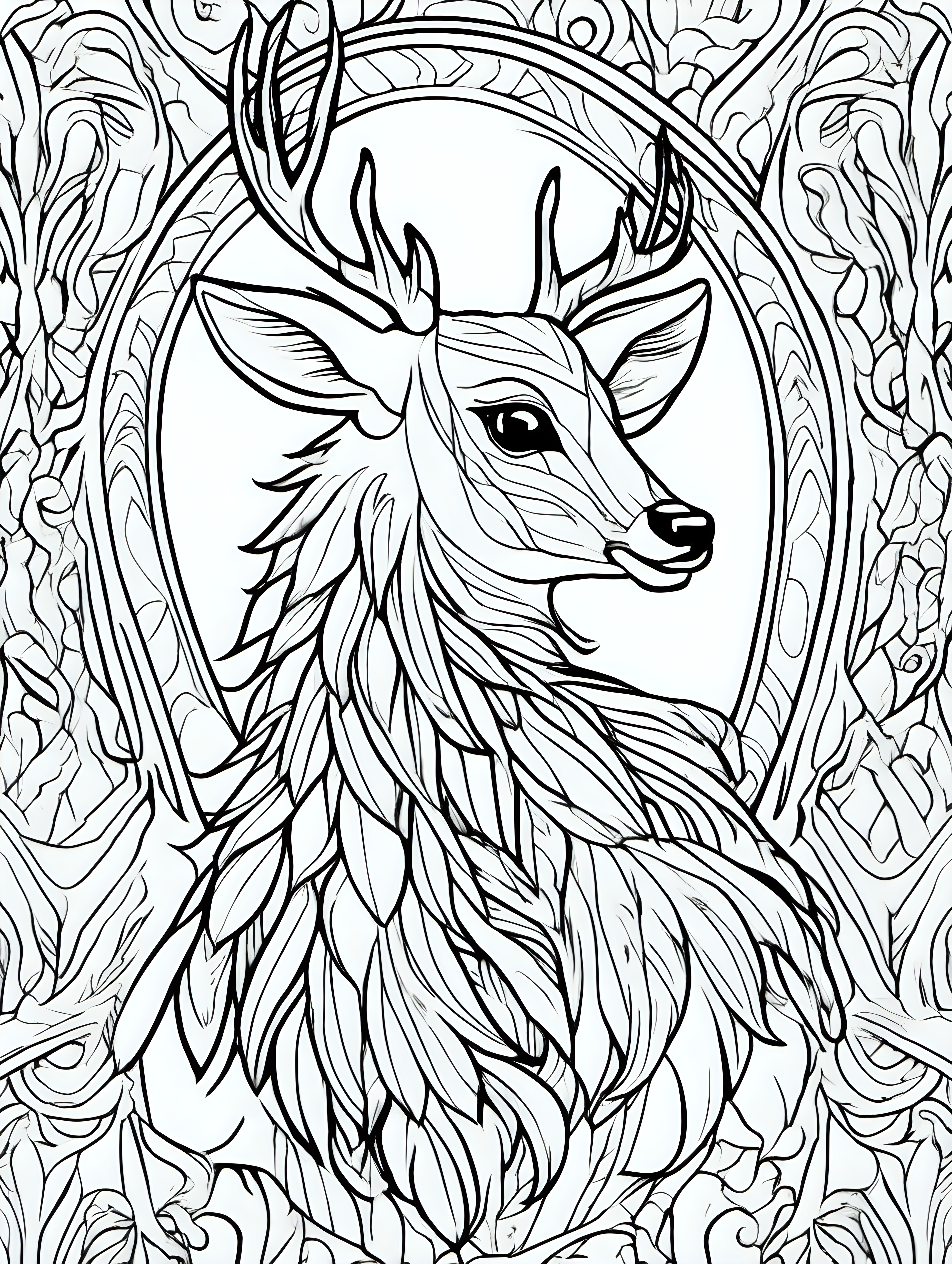 fawn feather patterns ,coloring page, simple draw, no colors, 