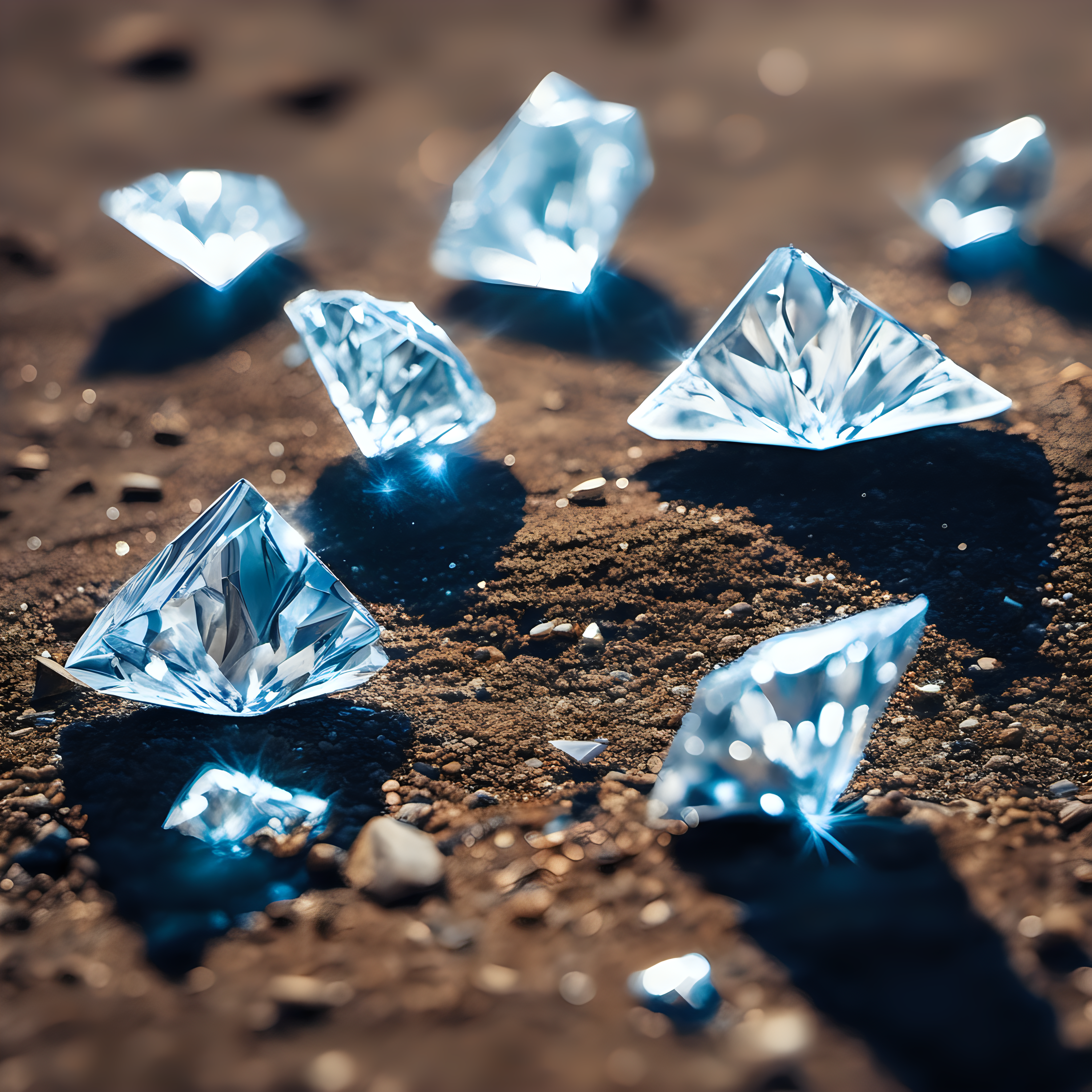 7 diamond shards on the ground