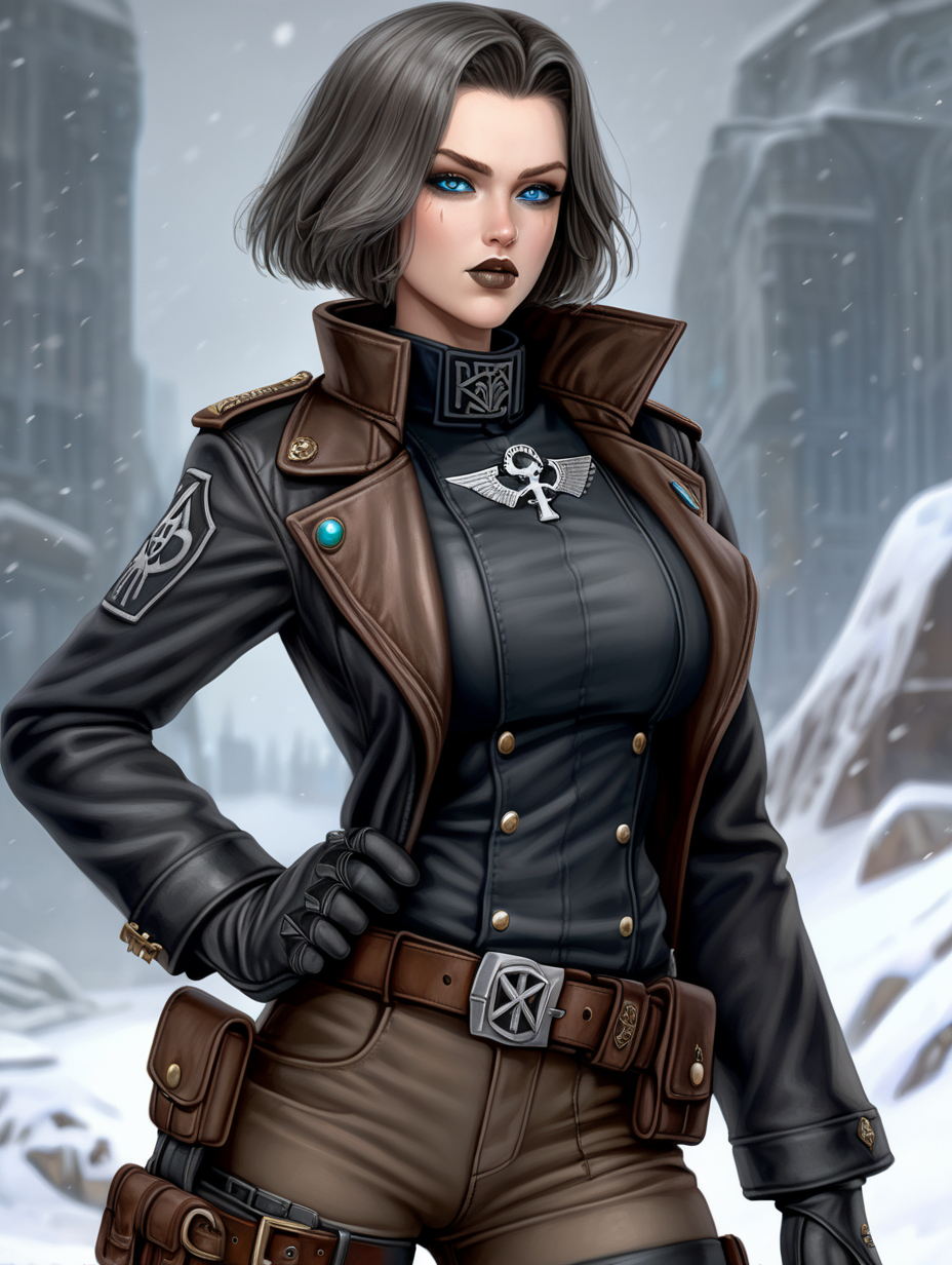 Warhammer 40K young very busty Commissar woman She