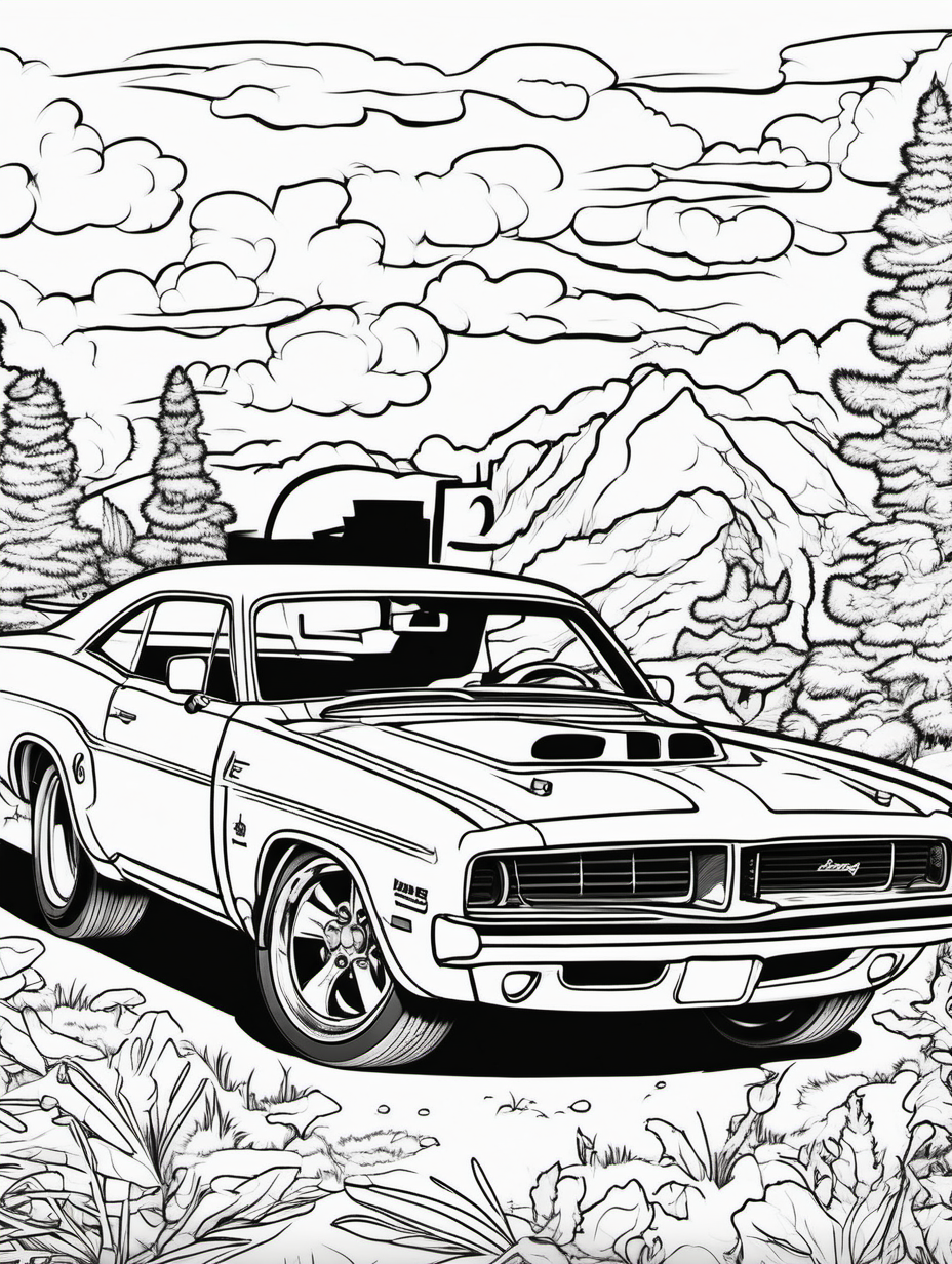dodge hellcat for childrens colouring book