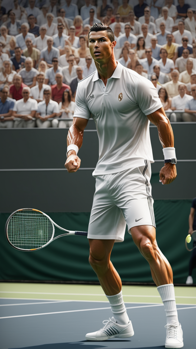 Full body Cristiano Ronaldo is playing tennis tennis