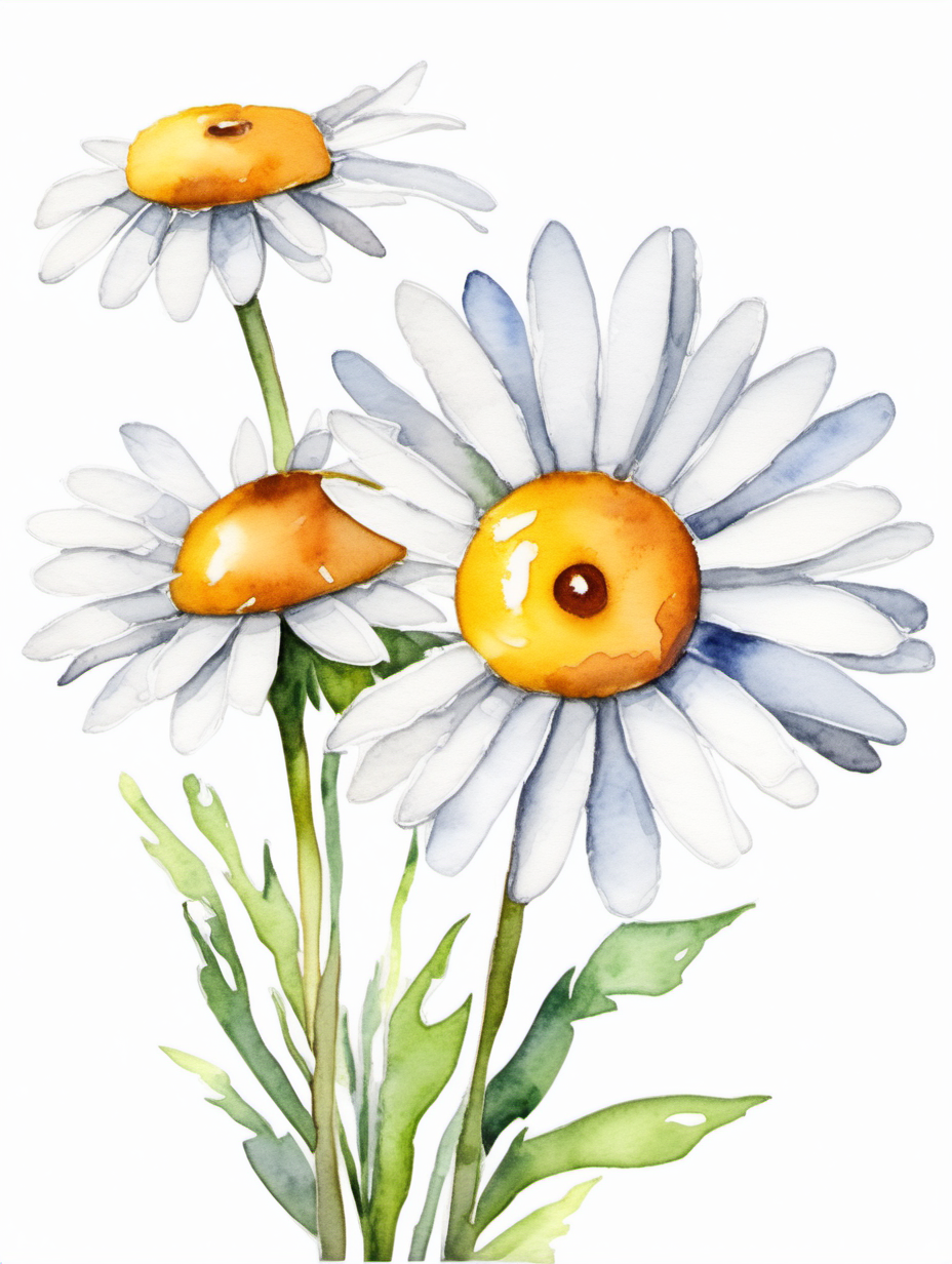 simple daisy watercolor white background
