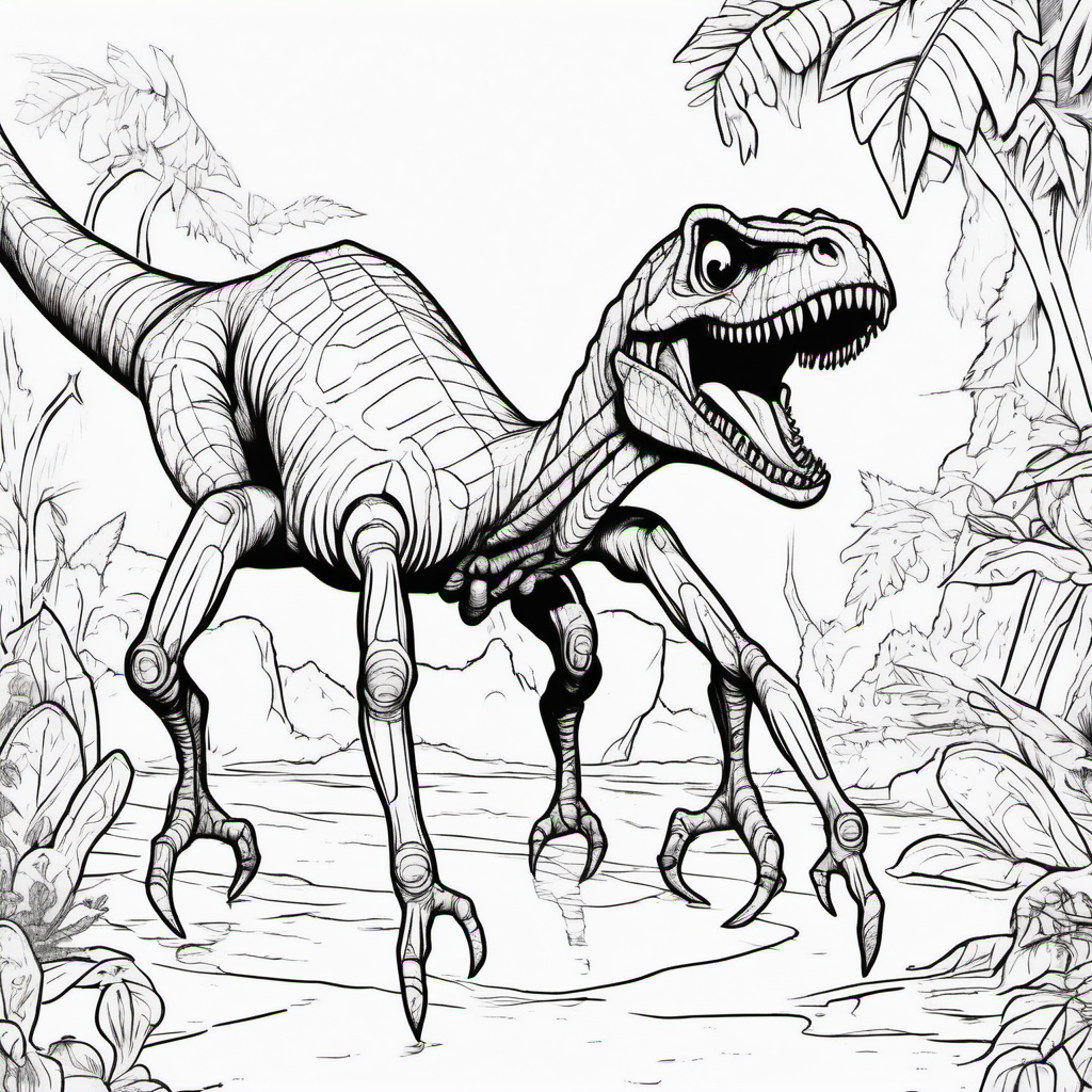 A dinosaur spider, eating, coloring book pages