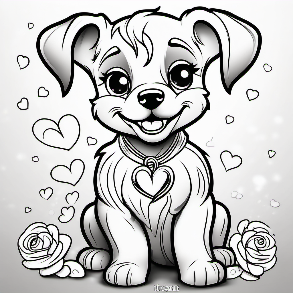 super Adorable little puppy line art coloring book