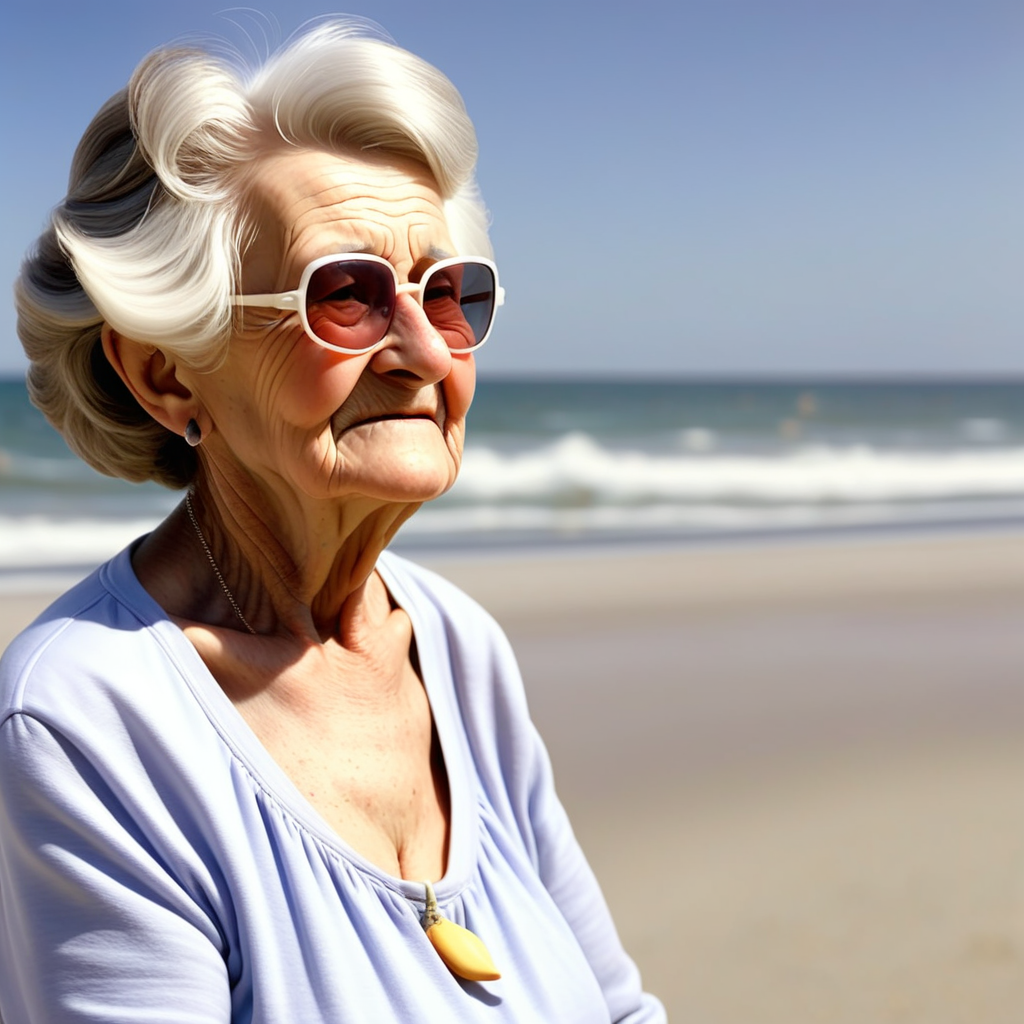 Grandmother on the beach