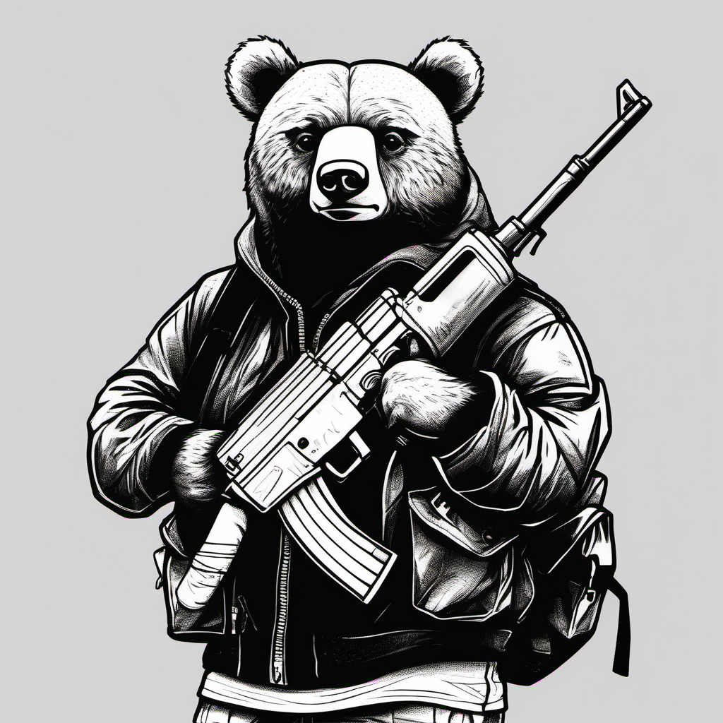 draw a street gangster bear wearing a backpack