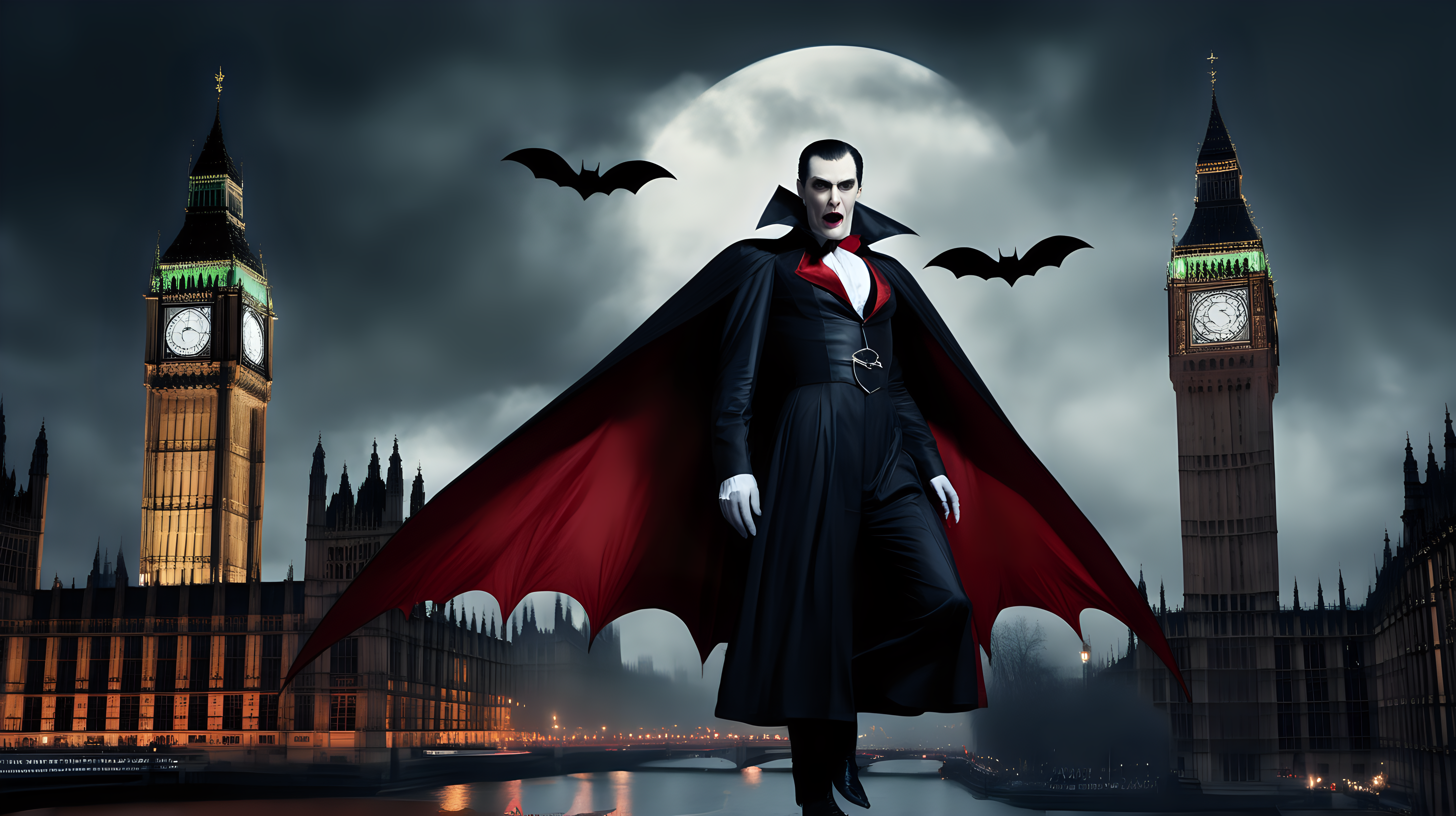 Dracula flying over Big Ben