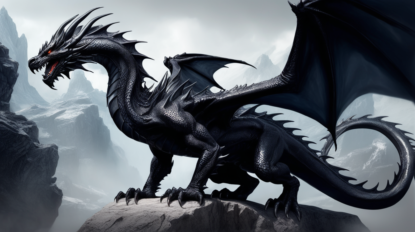 Draw Stunning fantasy Dragon obsidian pose