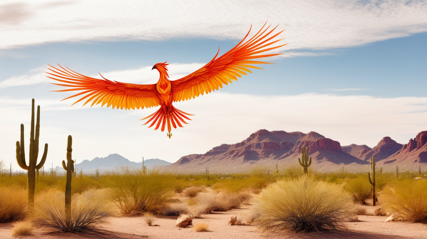 phoenix bird flying over the Arizona desert