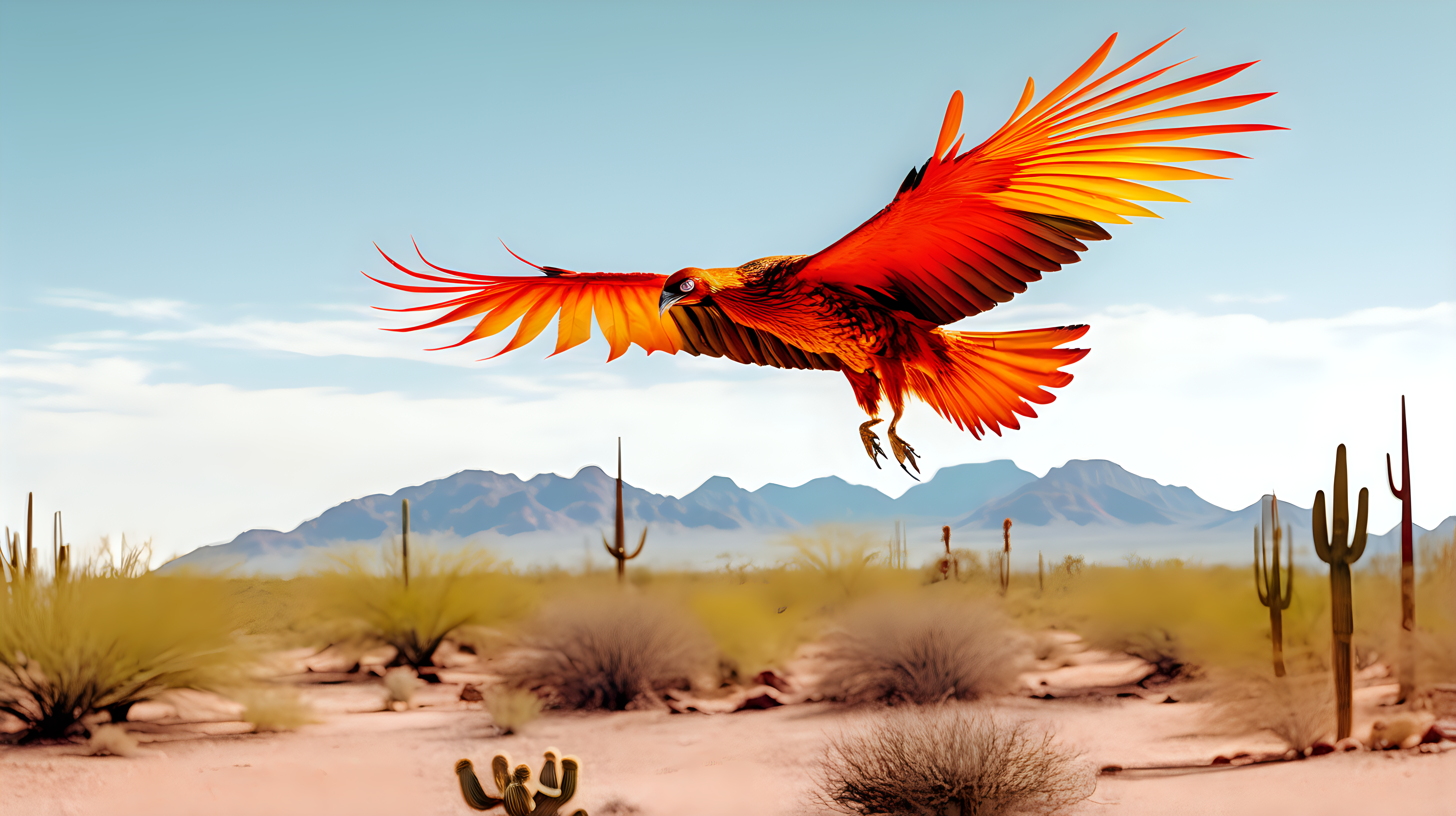 phoenix bird flying over the Arizona desert