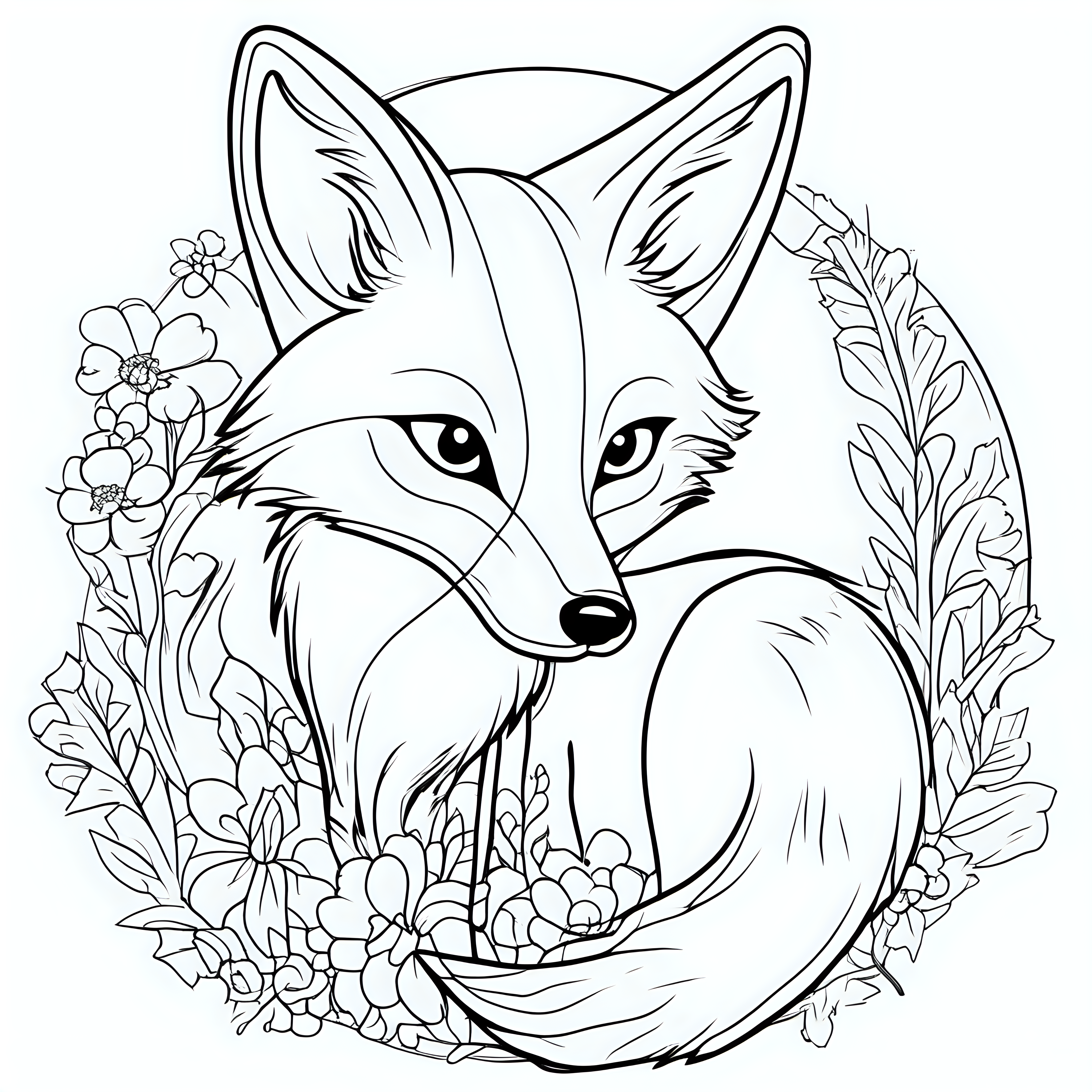 draw a cute fox with only the outline