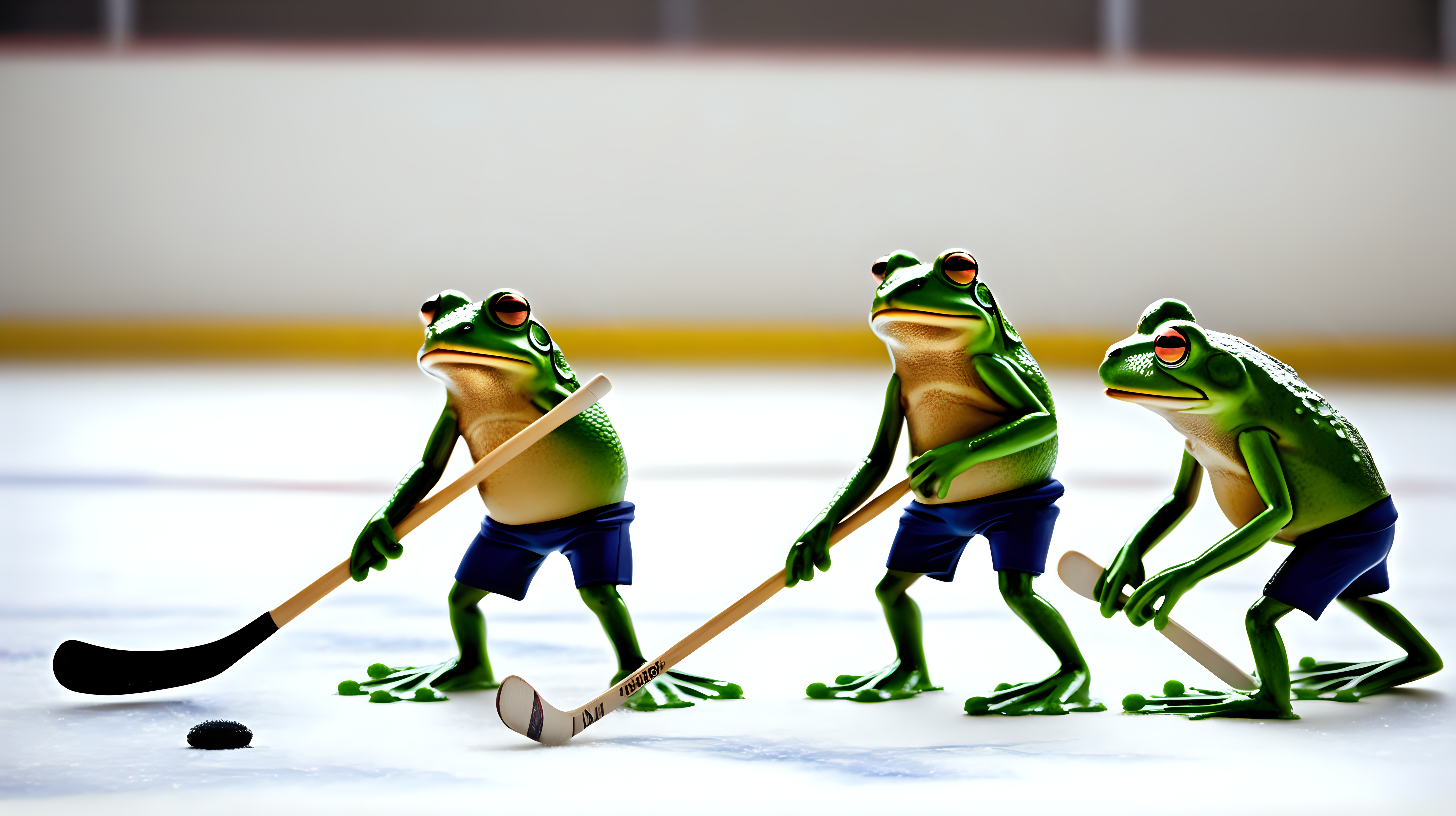 frogs playing hockey