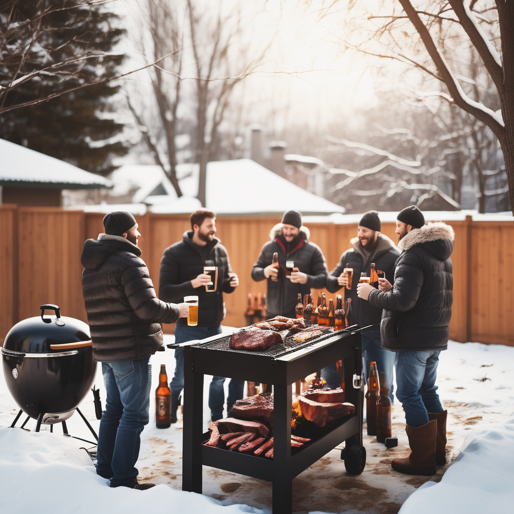 Beer and BBQ party in the winter
