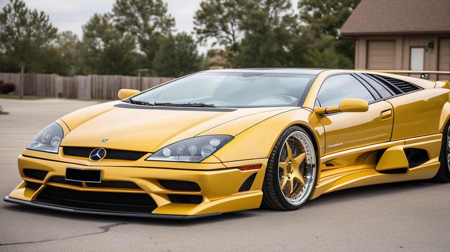 blend a 2006 mercedes coupe with a lamborghini diablo stretched into one car