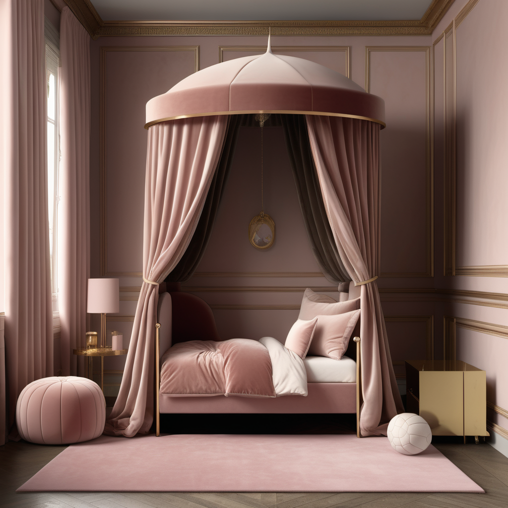 a hyperrealistic image of a velvet modern Parisian
