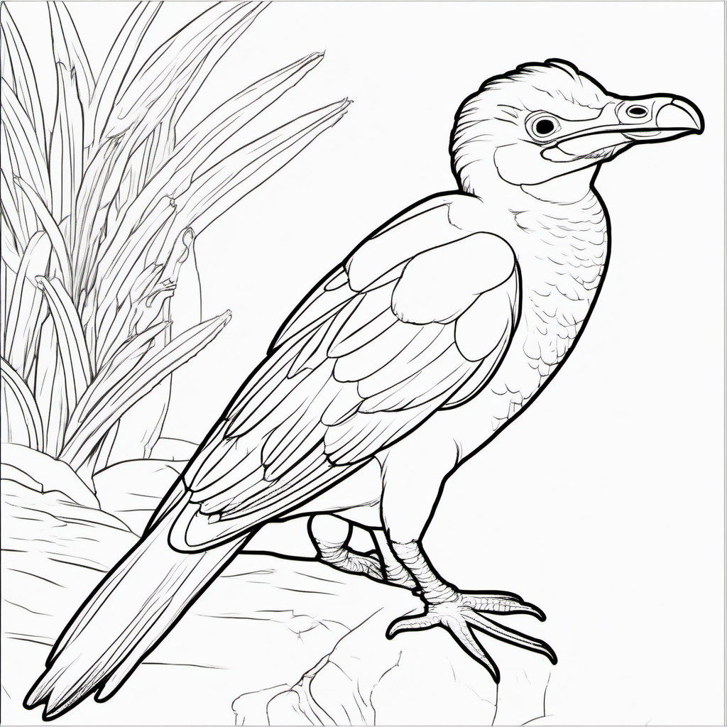 draw a cute Anodorhynchus hyacinthinus with only the outline in back for a coloring book