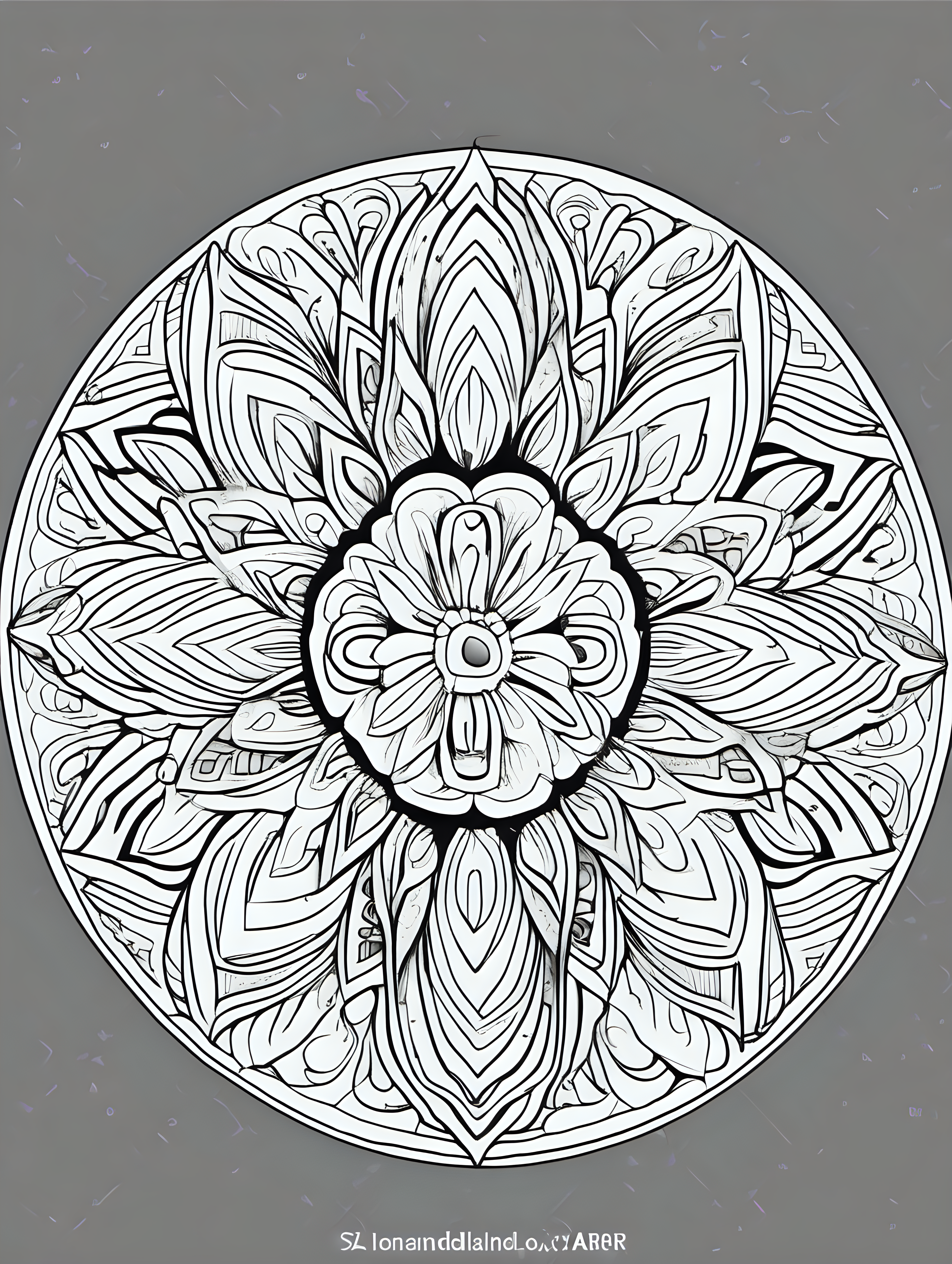 coloring page for adults, mandala for adults, unique floral mandala, thick lines, no background color,  fit mandal in page, simple, line art, full length view –s 750 –v 5.1 --ar 2:3
