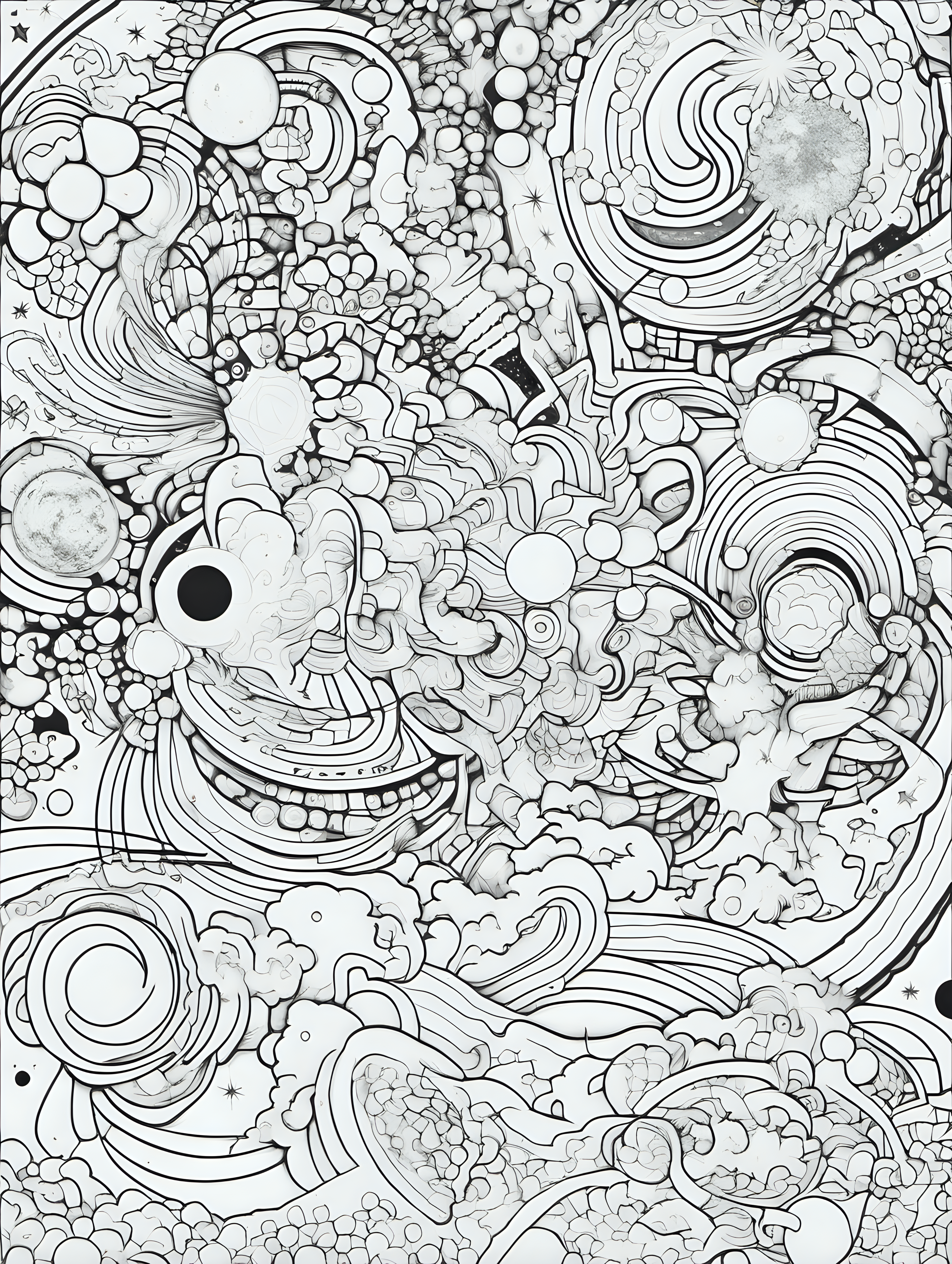 universe abstract, coloring page, no color