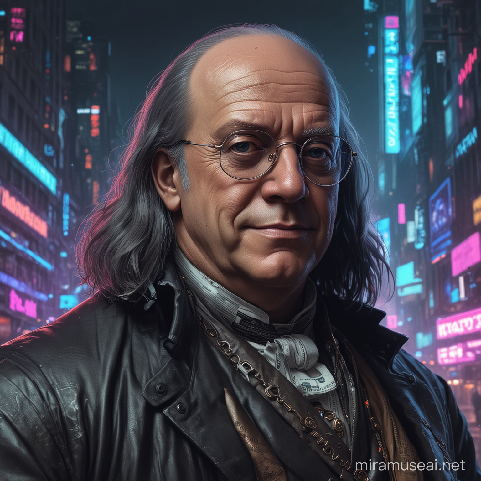 Benjamin Franklin Cyberpunk Portrait