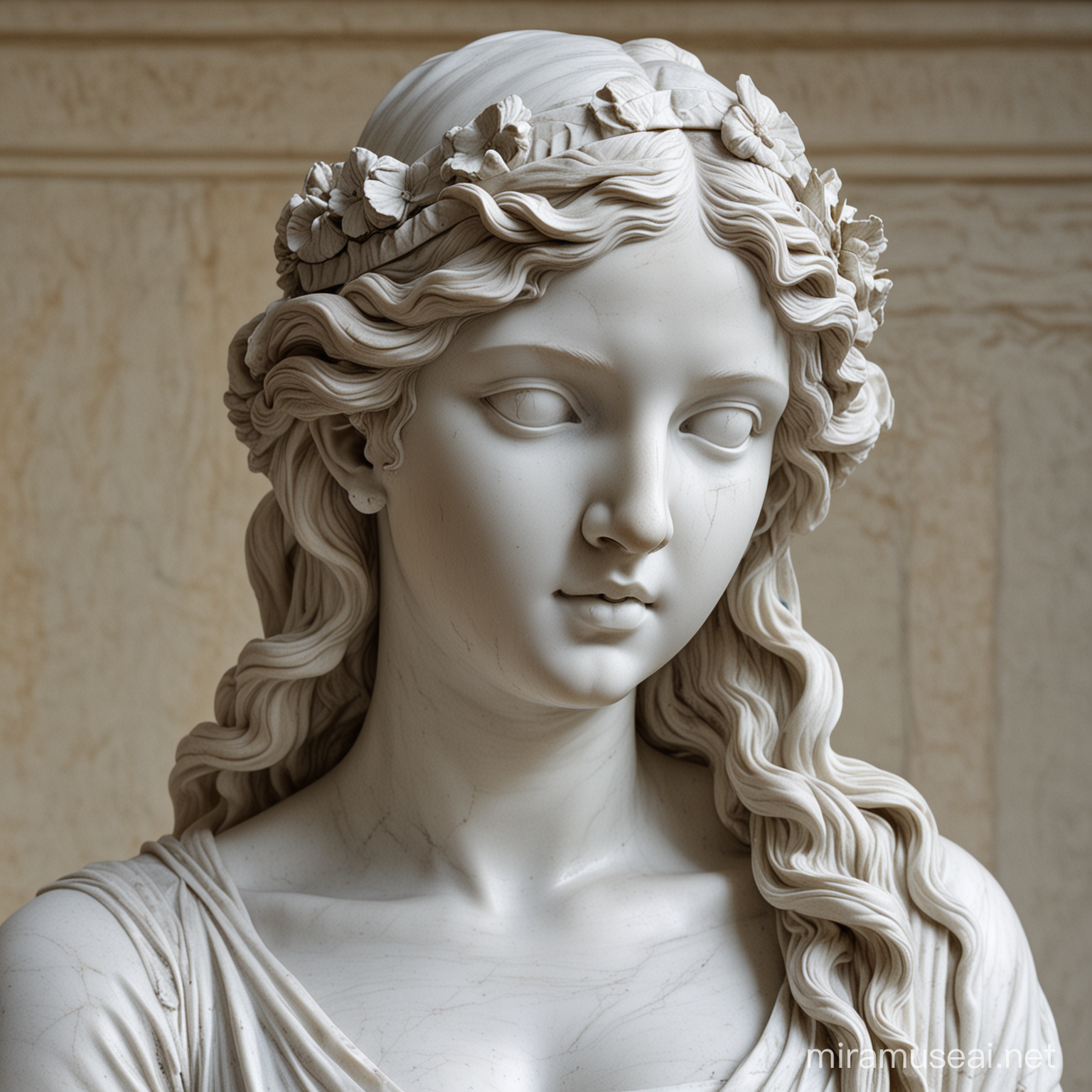 Elegant Marble Nymph Sculpture in Classical Attire