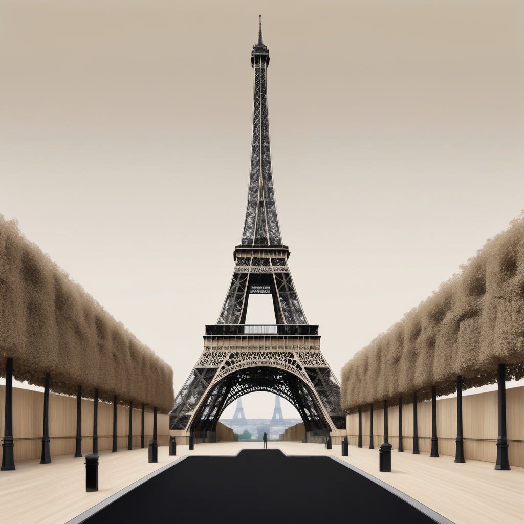 a hyperrealistic of Modern Parisian in a beige oak brass and black colour palette --no people 
--no eiffel tower
