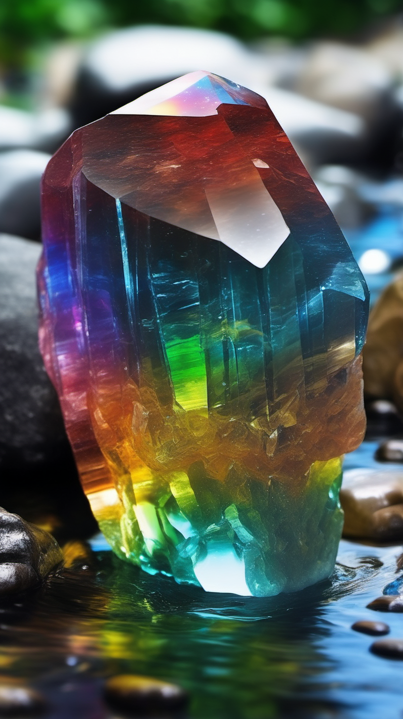 Rainbow Crystal Stone In the River