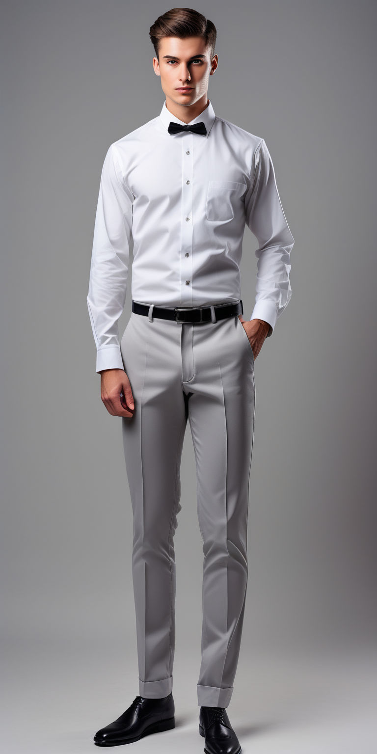 waiter uniform long sleeve white shirt modern style