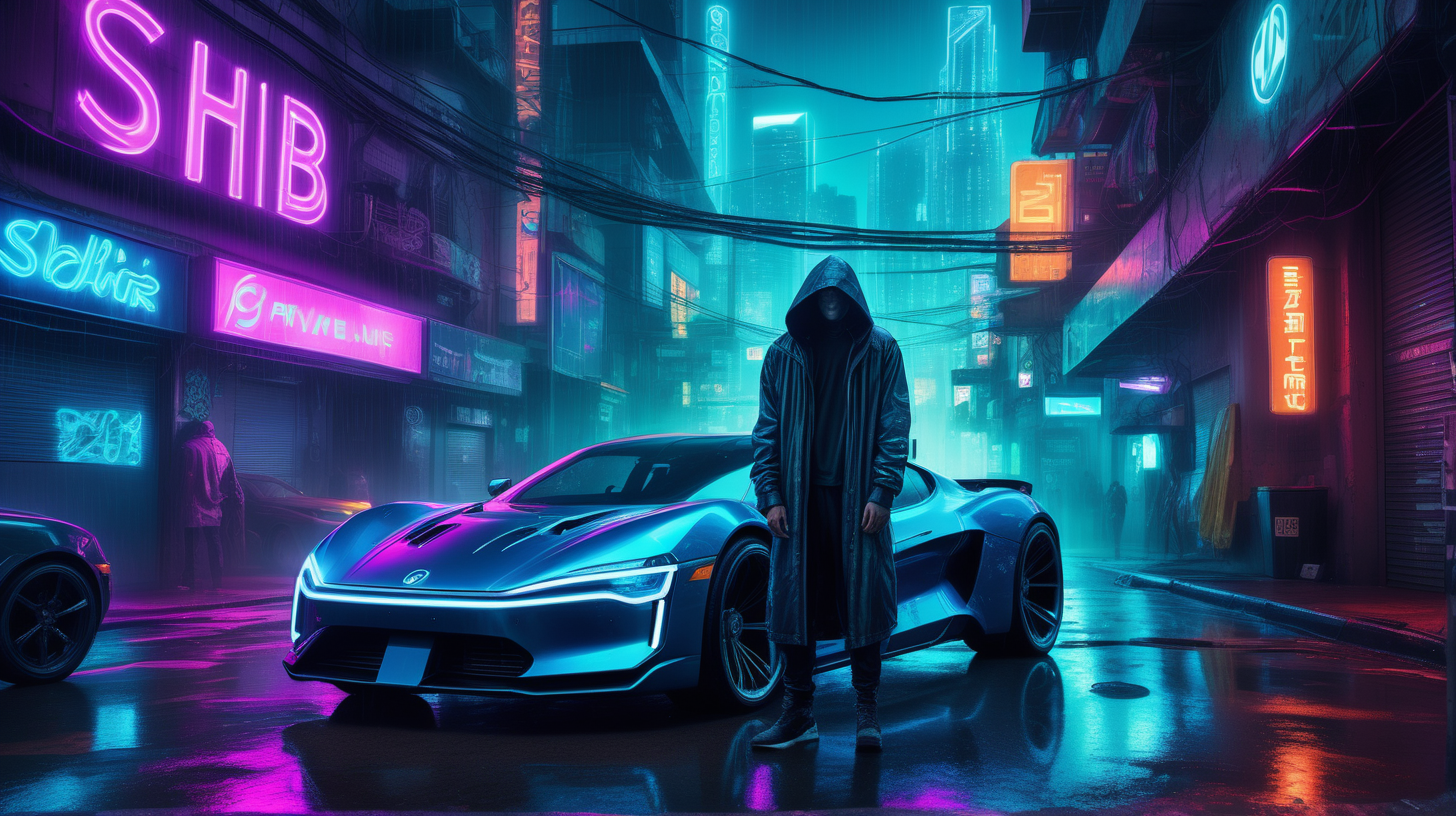 A hyperrealistic photograph depicts a cyberpunk rendition of