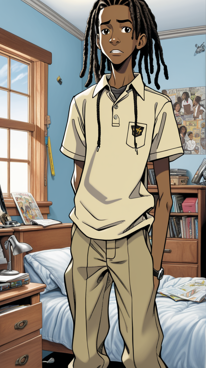 comicstyle 16yearold black Jamaican teen boy who is