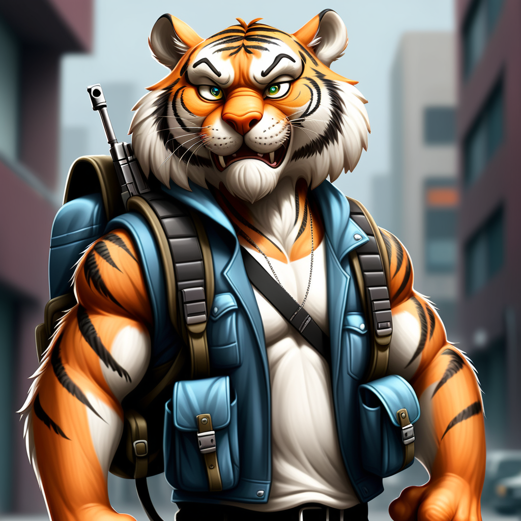 draw a street gangster Siberian tiger wearing a