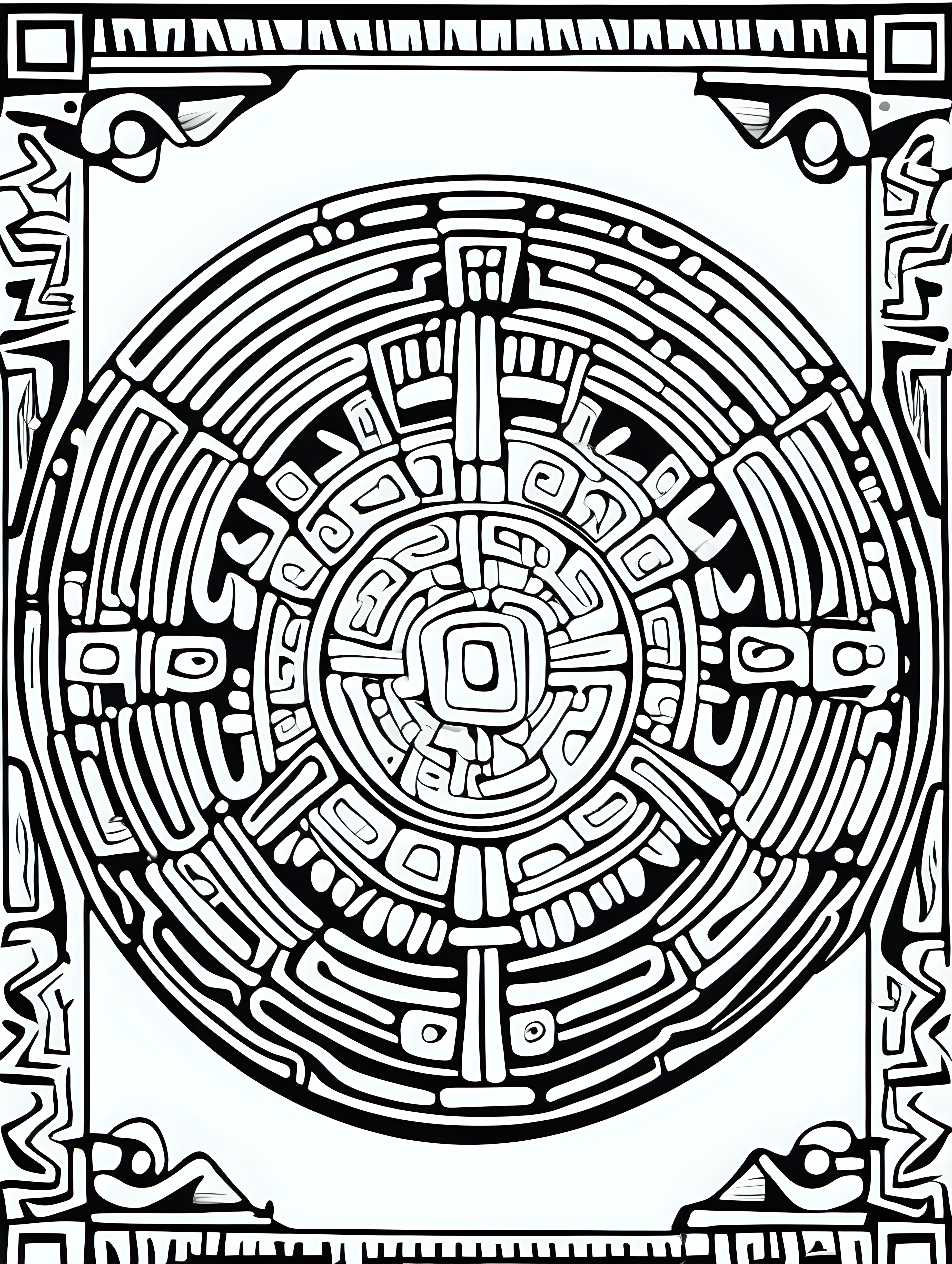 mayan design coloring page simple draw no colors