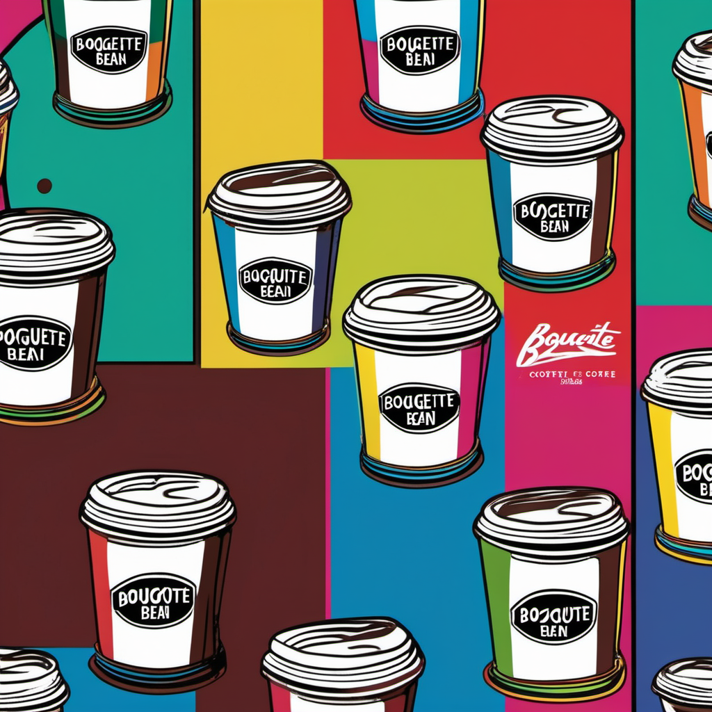  a Boquete coffee logo for a company called Boquete bean in the style of Andy Warhol