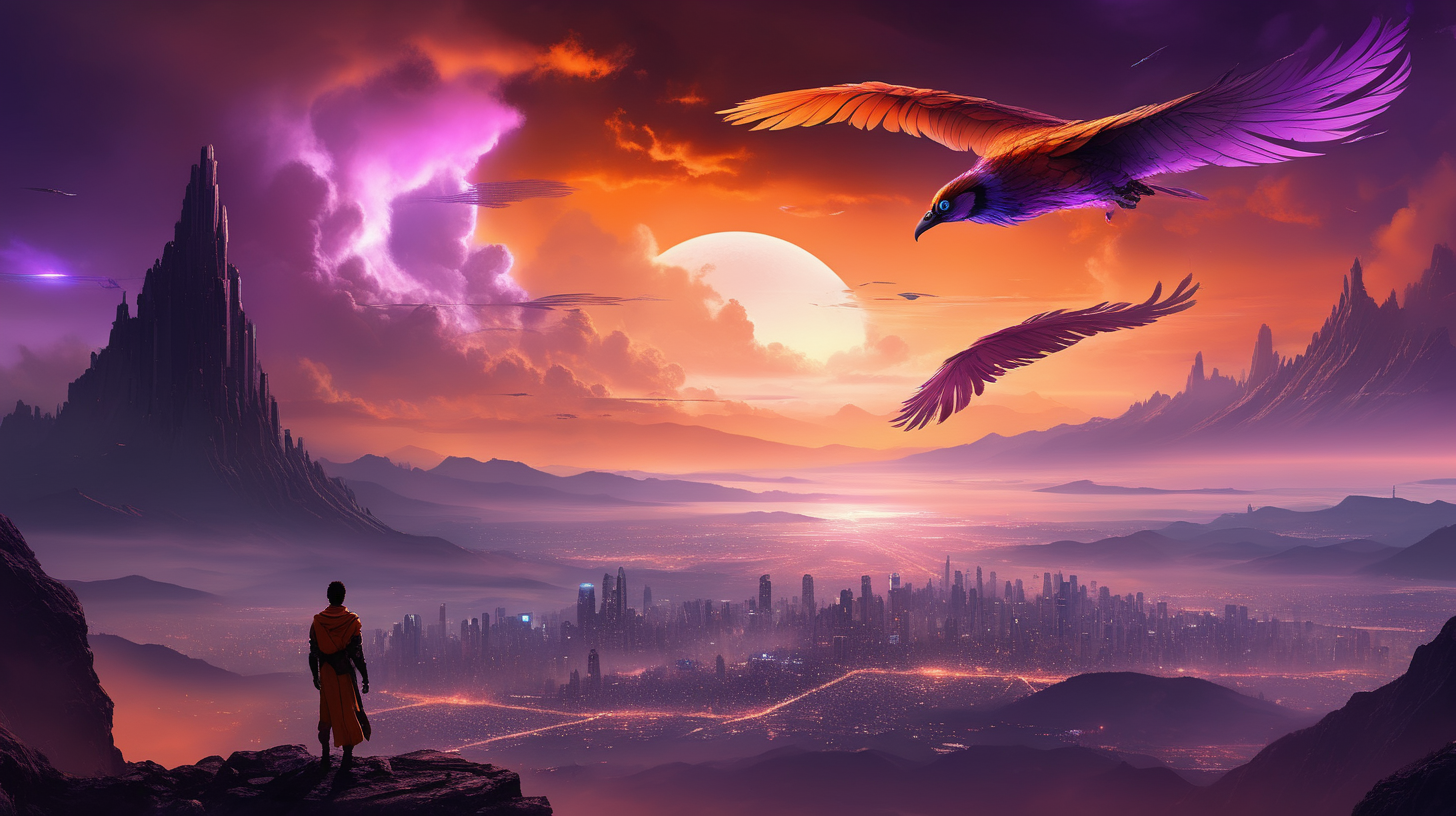Make a fantasy picture mixed with scifi with