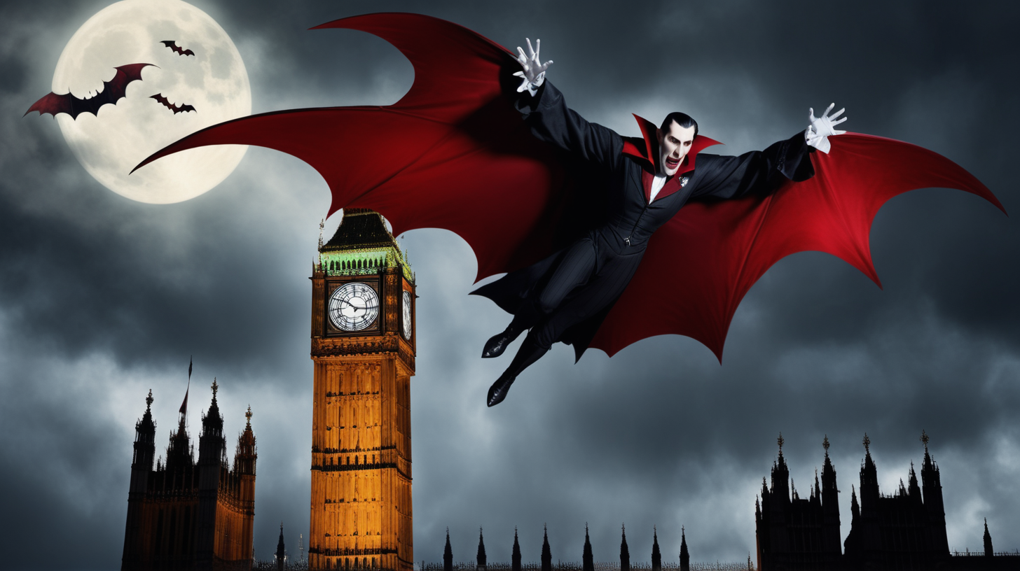 Dracula flying over Big Ben