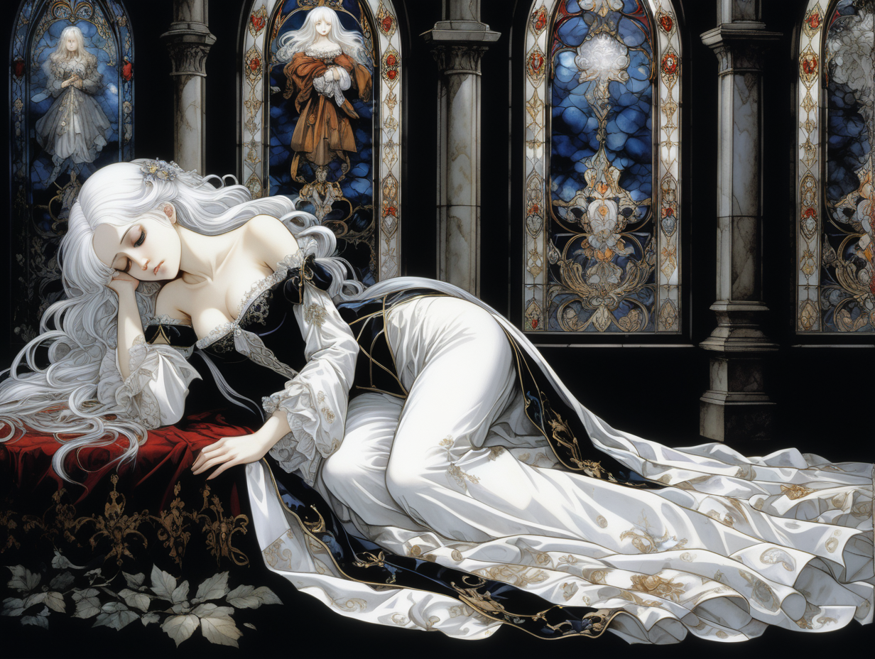 A GOTHIC PRINCESS LYING ON THE GROUND THERE