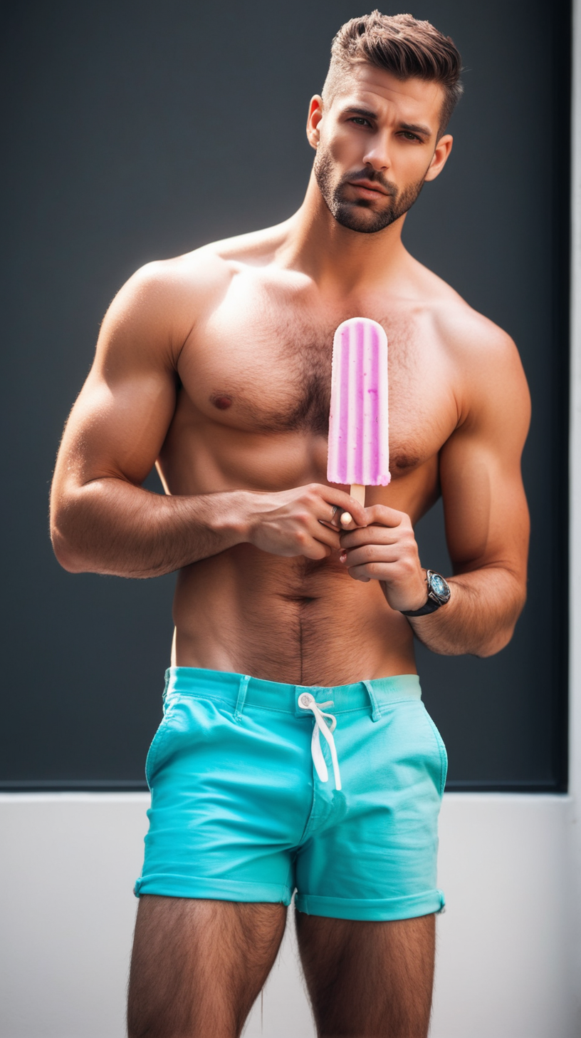 a hot man with popsicle