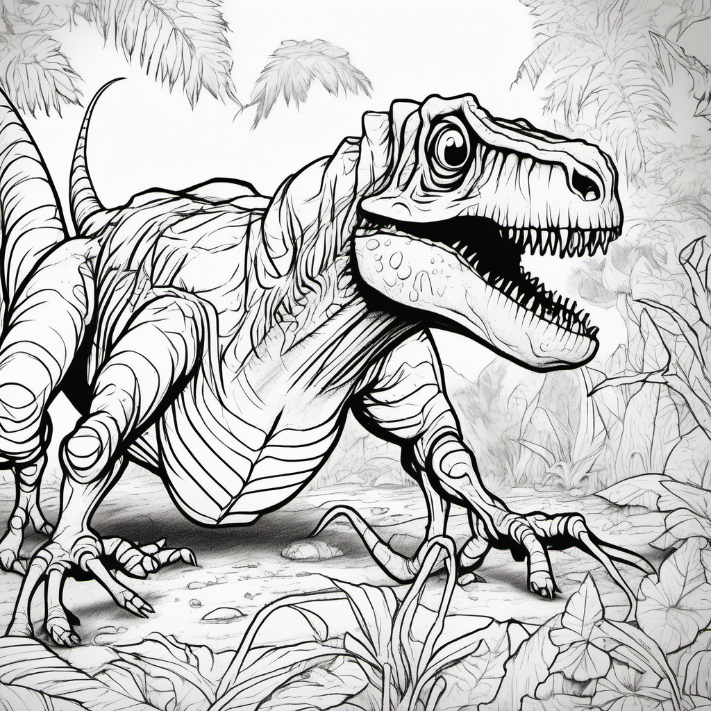 A dinosaur spider, eating, coloring book pages