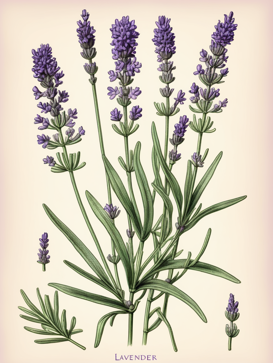 Botanical Illustration of plant lavender