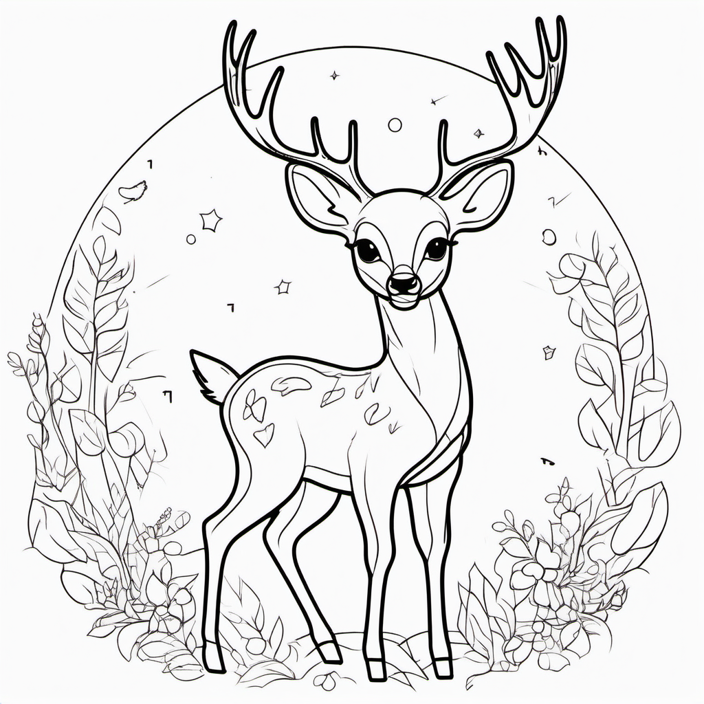 draw a cute dear with only the outline  for a coloring book